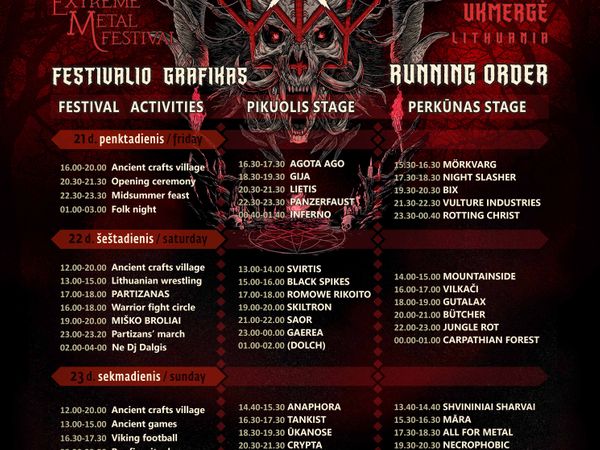 KILKIM ŽAIBU XXIV Festival Running Order