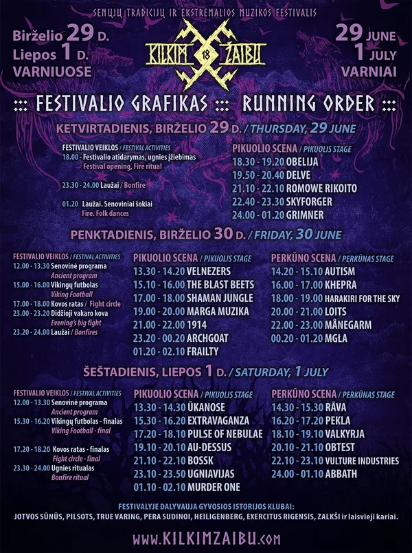 Festivalio KŽ18 PROGRAMA